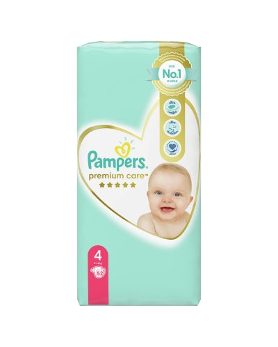Pampers Premium Care 4 Пелени за деца от 9 до 14 килограма x 52 броя